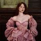 Sweety Pink A Line Long Sleeve Appliques Chiffon Slit Prom Dress Evening Dress SH6689