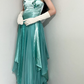 Blue Ombre Vintage A Line Sweetheart Neck Appliques Satin Chiffon Prom Dress Evening Dress SH2540