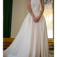 Simple A Line Strapless Bow White Satin Wedding Dress SH5235