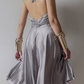 Vintage A Line Halter Satin Open Back Short Homecoming Dress Evening Dress SH1972