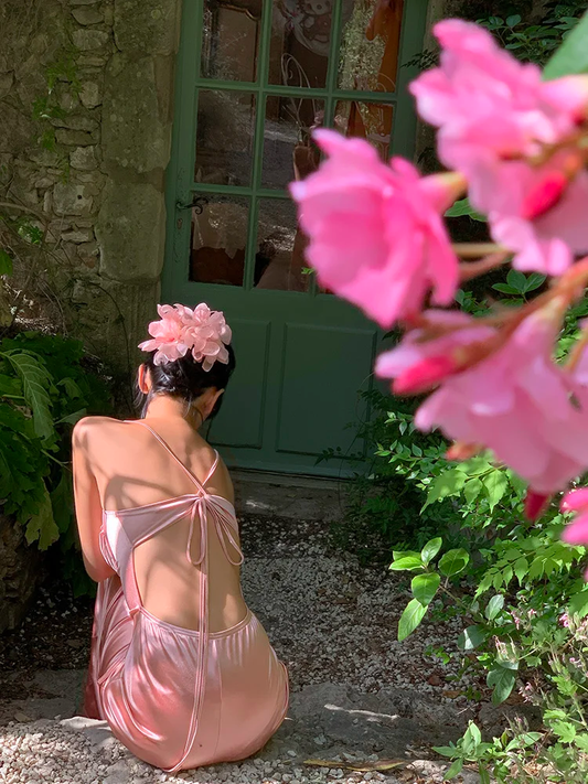 Peaches Pink Sheath Spaghetti Strap Satin Long Prom Dress Evening Dress SH4338