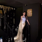 Exquisite Beaded Ivory Mermaid Sweetheart Neck Pleated Satin Prom Dress Party Dress SH3760
