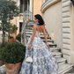 Elegant Floral Print Chiffon Long Prom Dresses Evening Dresses SH675