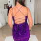 Sheath Royal Blue Sequins Short Homecoming Dress with Criss Cross Back SH698