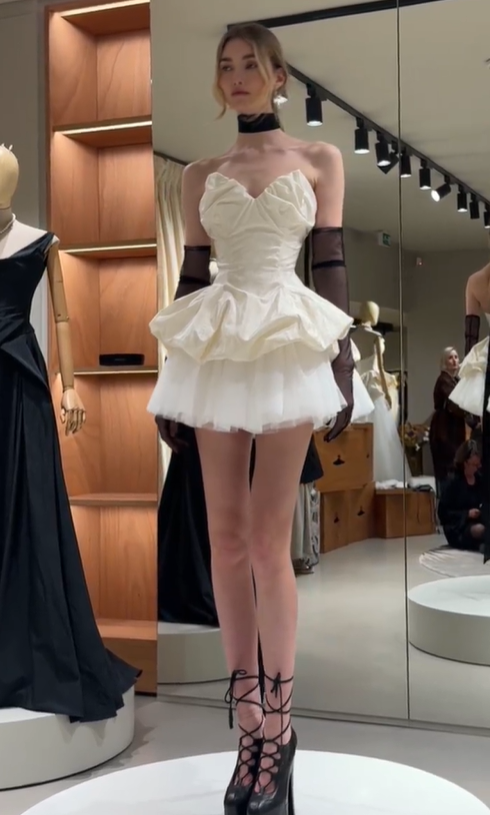 Cute A Line Sweetheart Neck White Satin Tulle Short Homecoming Dress Party Dress SH4850