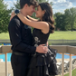 Black Chiffon Beaded Mini Satin Short Prom Dress Homecoming Dress  SH1022