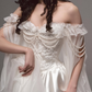 Dreamy Fairytale Ball Gown Exquisite Beaded Pearl White Satin Tulle Prom Dress Wedding Dress SH6682