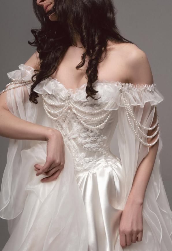 Dreamy Fairytale Ball Gown Exquisite Beaded Pearl White Satin Tulle Prom Dress Wedding Dress SH6682