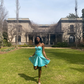 Cute Blue A Line Pearl Spaghetti Strap Satin Homecoming Dress Cocktail Dress SH4000