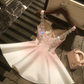 Pink Ombre A Line Simple Satin Short Prom Dress Homecoming Dress SH5835