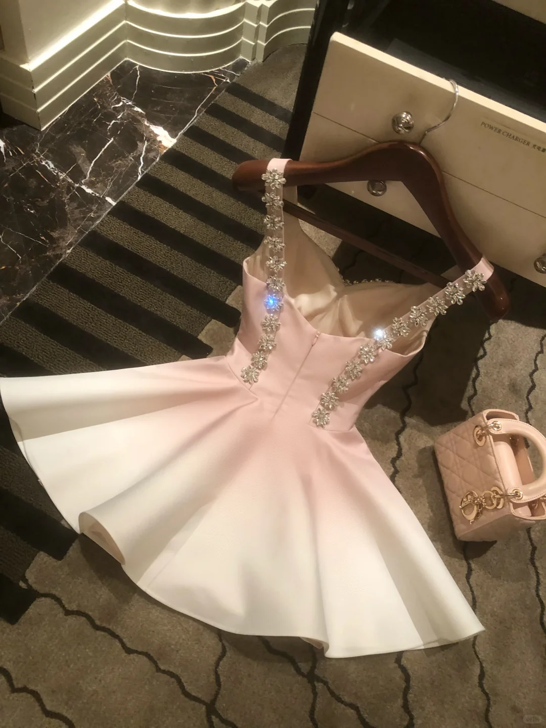 Pink Ombre A Line Simple Satin Short Prom Dress Homecoming Dress SH5835