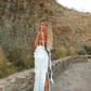 Baby Blue Mermaid Ruffle Straps Satin Long Prom Dress Vacation Dress Party Dress SH4006