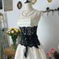 Cute A Line Strapless Bow Black White Lace Short Homecoming Dress Cocktail Dress SH3002