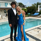 Blue Elegant Mermaid Slit Prom Dress Long Evening Dress SH1070