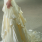 Unique Mermaid Strapless Pleated Ivory Satin Long Wedding Dress SH5097