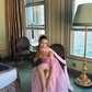 Elegant Baby Blue A Line Off the Shoulder Chiffon Satin Prom Dress Evening Dress Formal Dress SH3745
