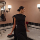Black Elegant A Line Satin Open Back Long Evening Dress Prom Dress SH4827