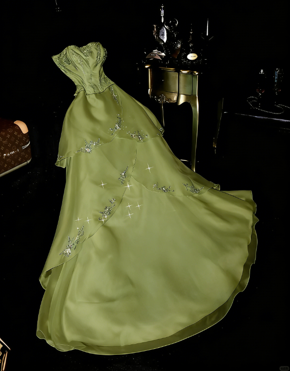 Blue Princess A Line Sweetheart Neck Beaded Layered Organza Prom Dress Wedding Guest Dress SH4538