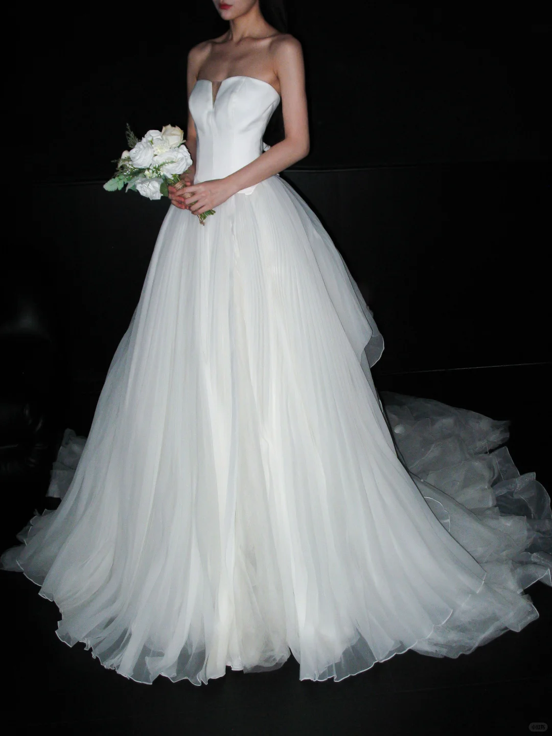 Cute White Ball Gown Sweetheart Neck Satin Tulle Long Train Wedding Dress SH8898