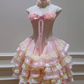 Sweety Pink Ball Gown Strapless Layered Organza Short Prom Dress Homecoming Dress SH6443