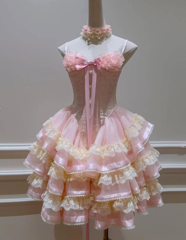 Sweety Pink Ball Gown Strapless Layered Organza Short Prom Dress Homecoming Dress SH6443