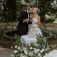 Ball Gown Simple Strapless White Satin Long Wedding Dress SH5354