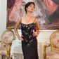 Elegant Black Mermaid Straps Exquisite Beaded Satin Backless Long Prom Dress SH5393