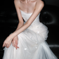 Charming Sheath Strapless 3D Floral White Tulle Long Wedding Dress SH5963