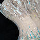 Blue Ombre A Line Strapless Silver Sequin Tulle Long Prom Dress Party Dress SH3417