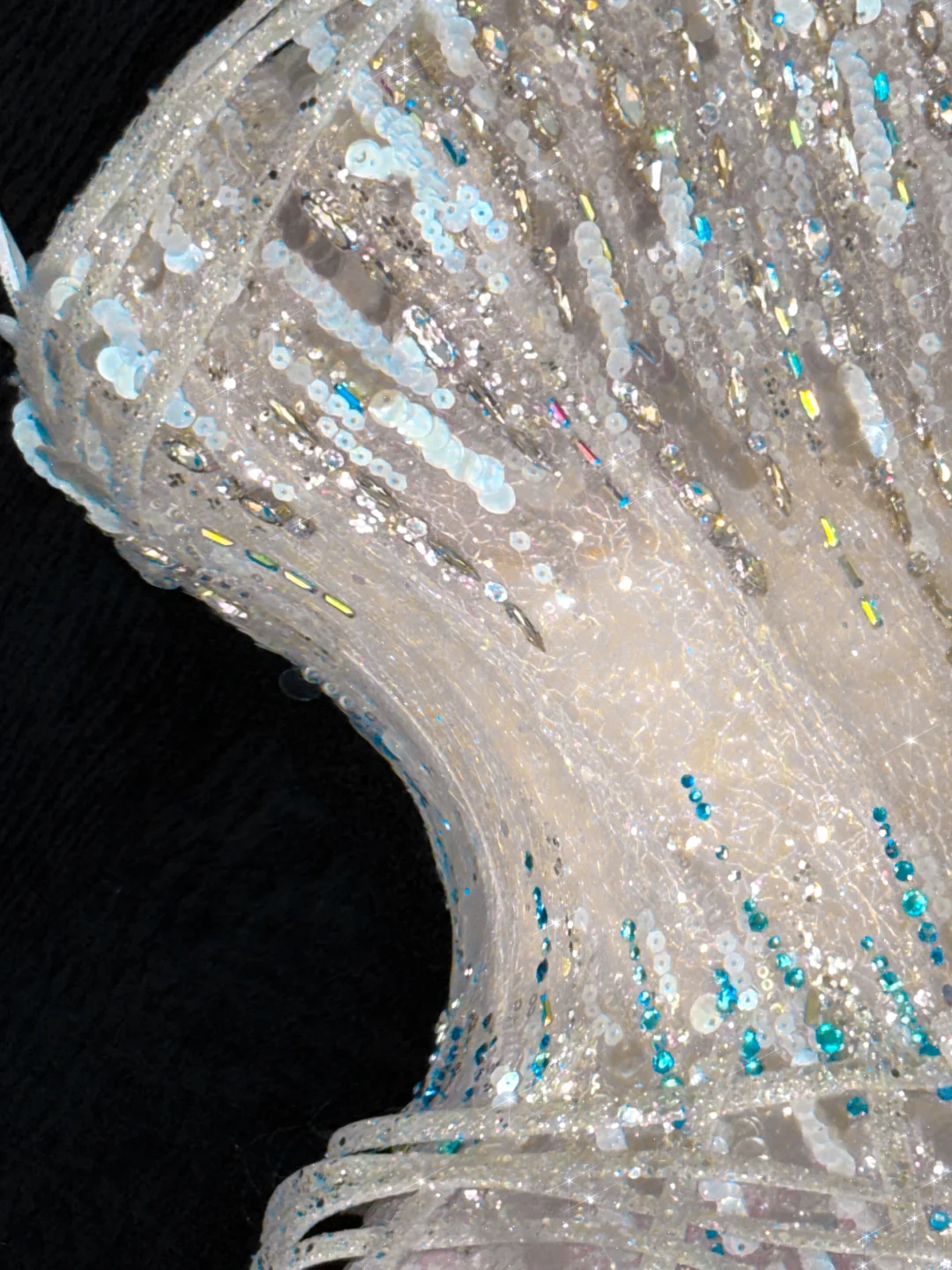Blue Ombre A Line Strapless Silver Sequin Tulle Long Prom Dress Party Dress SH3417