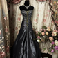 Vintage Burgundy Ball Gown Strapless Pleated Yellow Beaded Satin Long Prom Dress Evening Dress SH3733