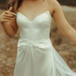Simple A Line Sweetheart Neck White Satin Long Wedding Dress SH7112