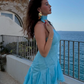 Flowy Blue A Line Halter Chiffon Mini Homecoming Dress SH3282