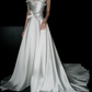 Elegant White Bow A Line Strapless Satin Long Wedding Dress SH4711