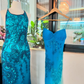 Vintage Romantic Blue Ombre Beaded Chiffon Long Prom Dress Party Dress SH4889