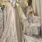Vintage A Line Strapless Beaded Apricot Satin Prom Dress Wedding Guest Dress SH4653