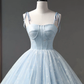 Star and Moon Fantasy Tulle A-Line Long Evening Dress, Blue Formal Sweet 16 Prom Dress Quinceanera Dress SH1063