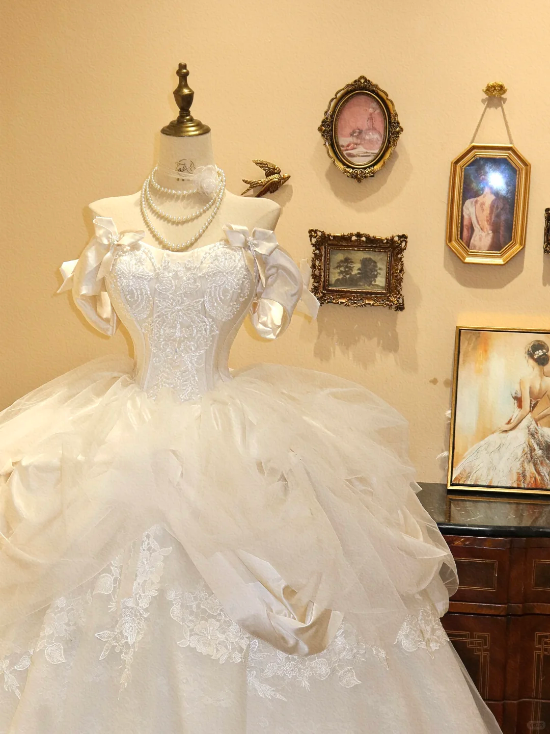 Stunning Ball Gown Off the Shoulder Lace Tulle Long Prom Dress Wedding Dress SH7404