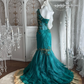 Vintage Blue Mermaid One Shoulder Beaded Tulle Prom Dress Sweet 16 Dress SH5792