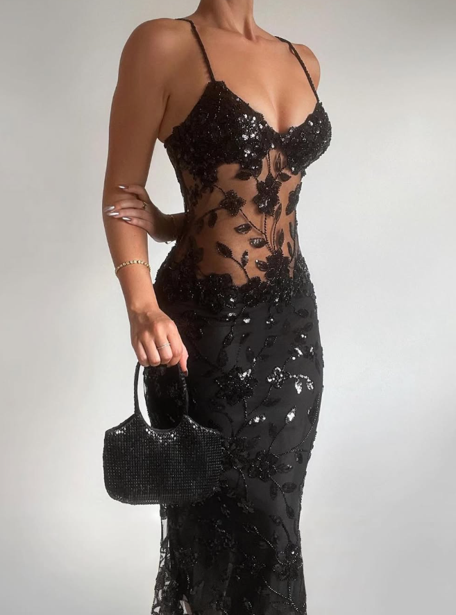 Pink Spaghetti Straps Lace Beading Gorgeous Mermaid Evening Dress SH1203