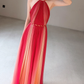 Elegant A Line Halter Pink Ombre Chiffon Long Prom Dress Evening Dress SH7701