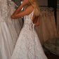 High-class A Line Spaghetti Strap White Lace Long Wedding Dress SH6195