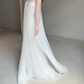 White A Line Long Sleeve Beaded Flowy Tulle Prom Dress Evening Dress SH4277