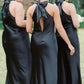 Halter Pink Back Bow Sheath Bridesmaid Dress SH6562