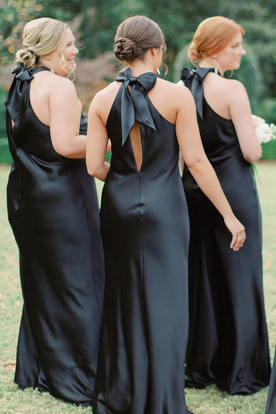 Halter Pink Back Bow Sheath Bridesmaid Dress SH6562