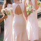 High Neck Blush Pink Mermaid Bridesmaid Dress SH6555