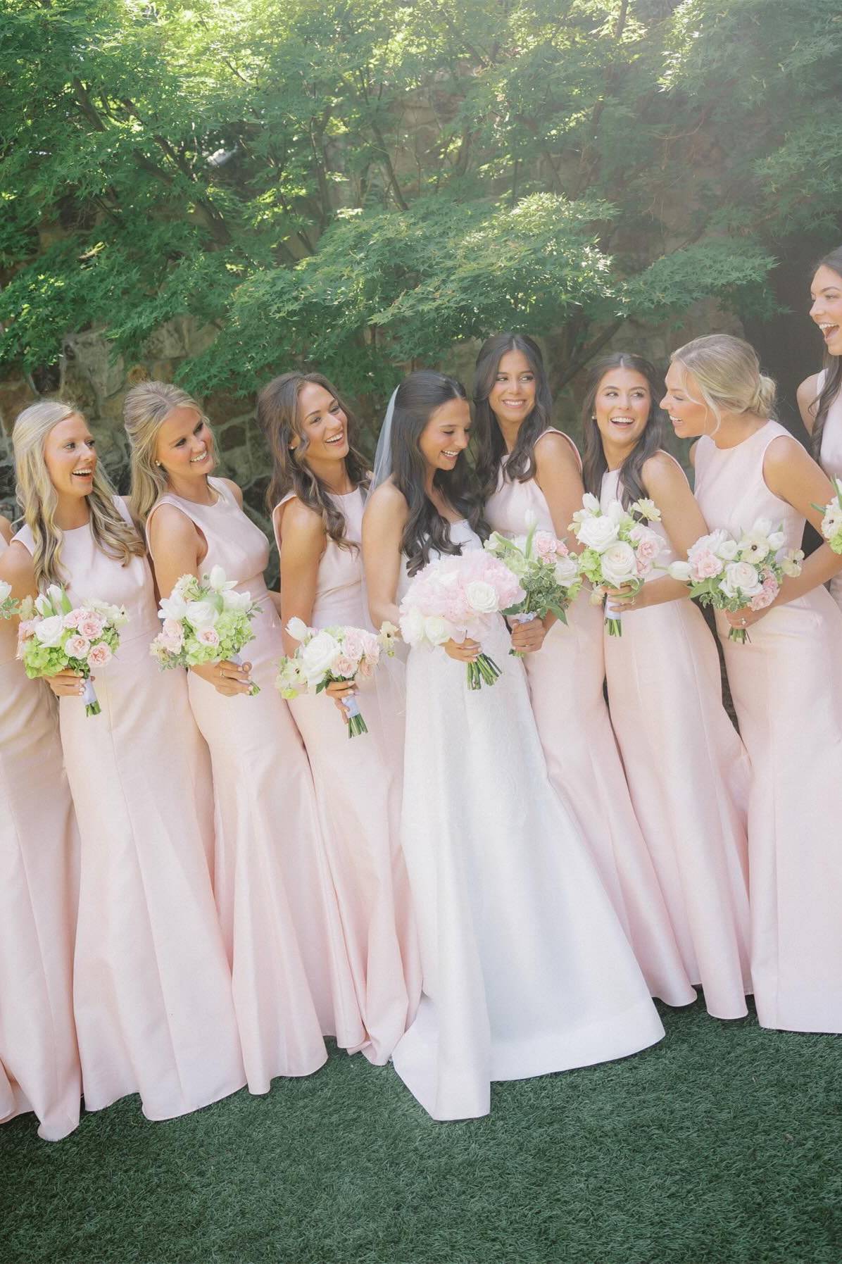 High Neck Blush Pink Mermaid Bridesmaid Dress SH6555