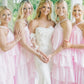 High Neck Pink Tiered Chiffon Long Bridesmaid Dress SH6561
