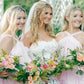 High Neck Pink Tiered Chiffon Long Bridesmaid Dress SH6561