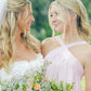 High Neck Pink Tiered Chiffon Long Bridesmaid Dress SH6561